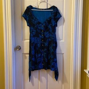 Black and blue floral free people dress